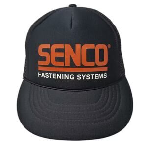 Capital Trucker Hat Black Orange OS Senco Fastening Systems Adjustable Mesh